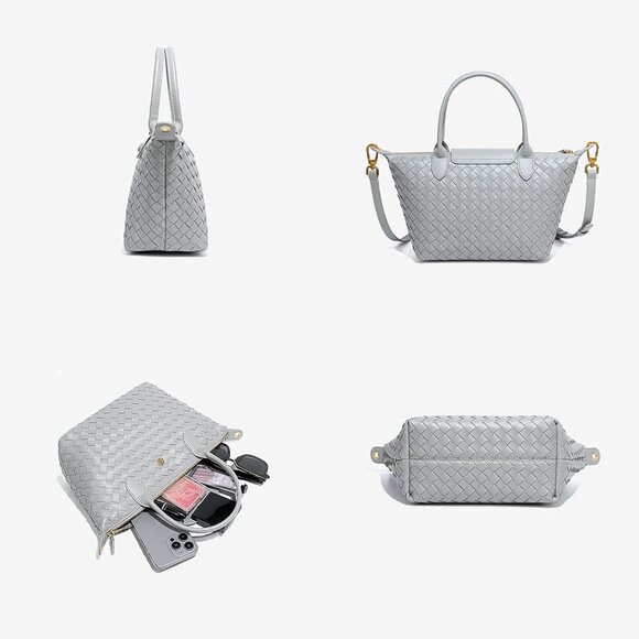 Women's Faux Leather Tote Large Capacity Crossbody Elegant Travel Fashion - Picture 5 of 7